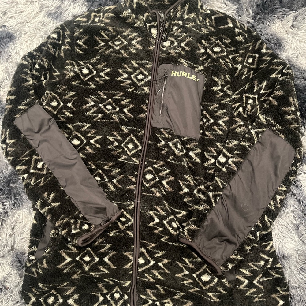 HURLEY BLACK GRAPHIC ZIP UP XL